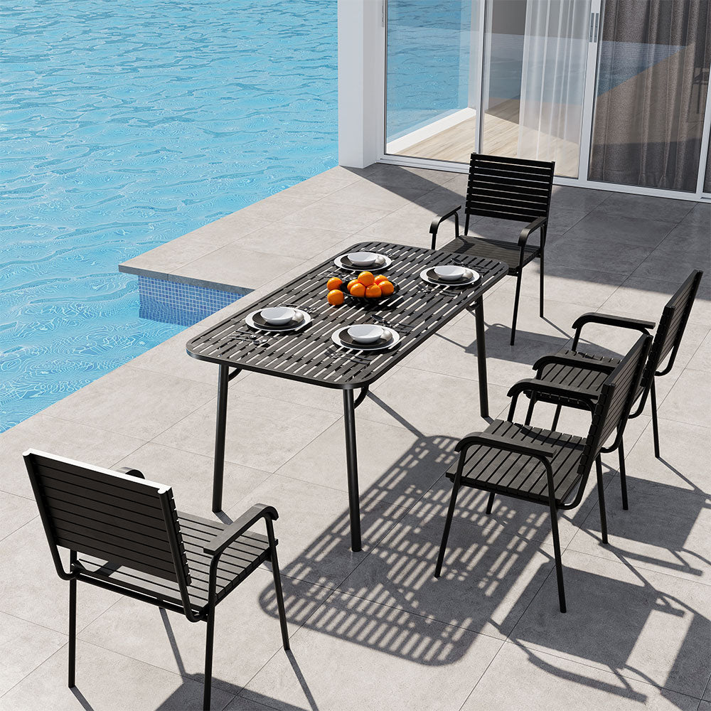Black Wrought Iron Garden Patio Metal Table
