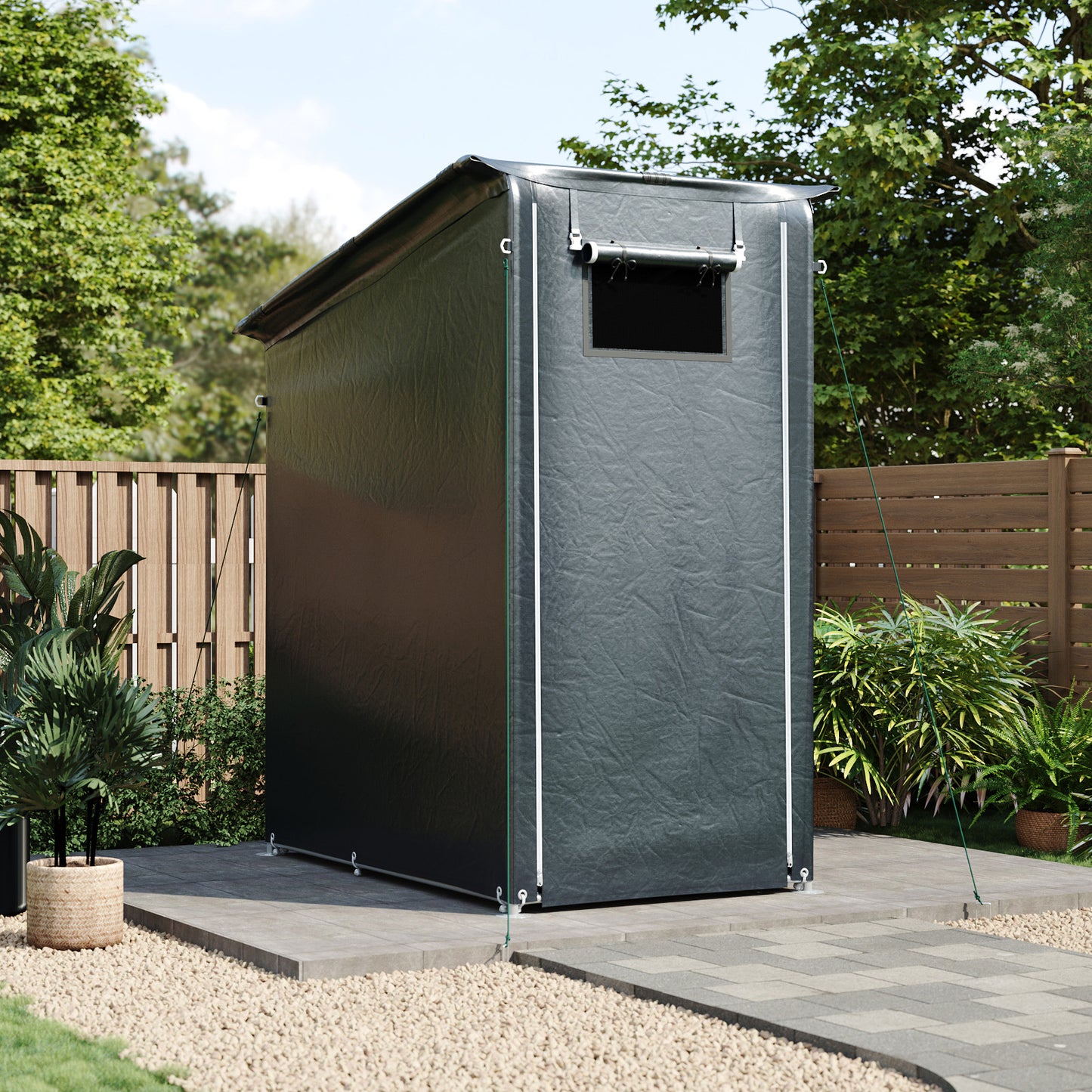 Outdoor Garden Storage Shelter with Roll-Up Zipper Door