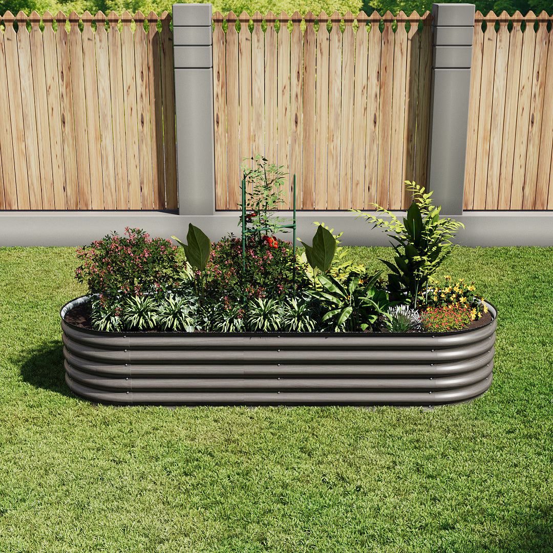 Outdoor Galvanized Steel Raised Garden Bed with Trellis