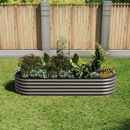 Outdoor Galvanized Steel Raised Garden Bed with Trellis