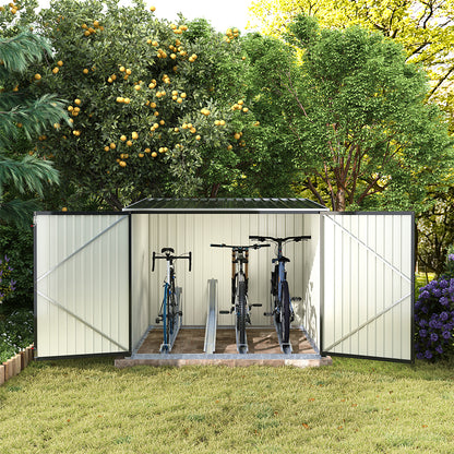 195CM Wide Steel Garden Bike Shed Bicycle Storage Shed
