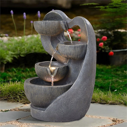 Outdoor Garden Water Fountain with LED Lights