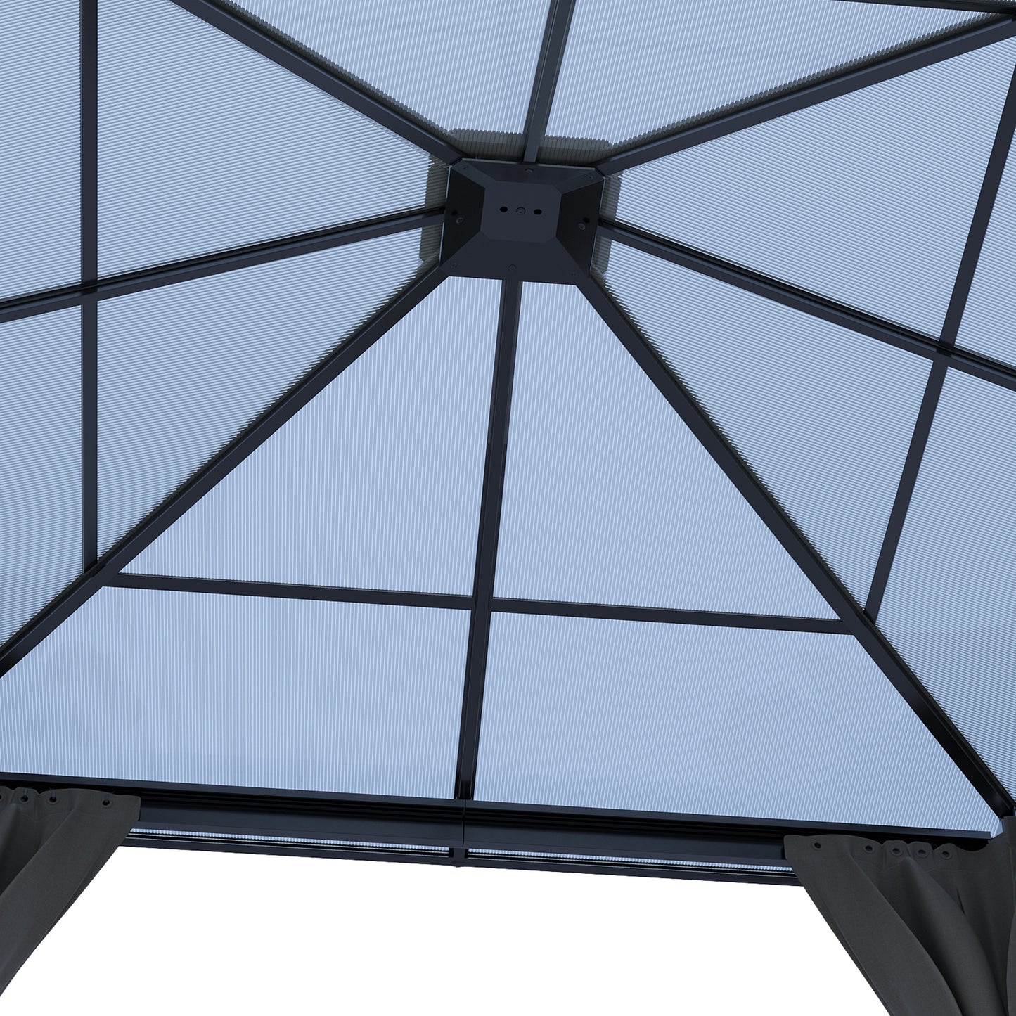 10 x 10FT Metal Frame Hardtop Patio Gazebo with Curtains
