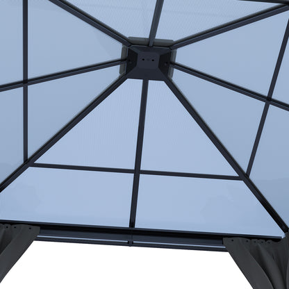 10 x 10FT Metal Frame Hardtop Patio Gazebo with Curtains