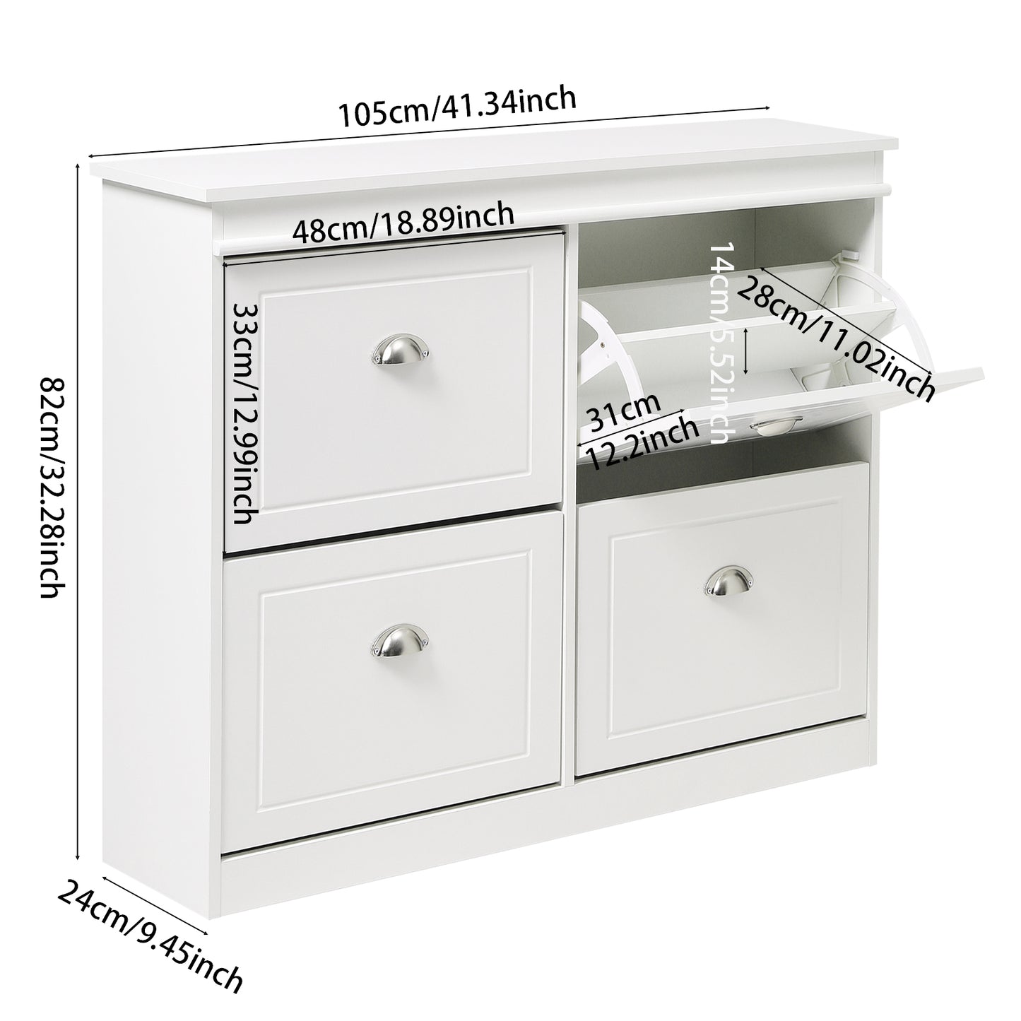 2-Tier Flip Down Shoe Bench Cabinet