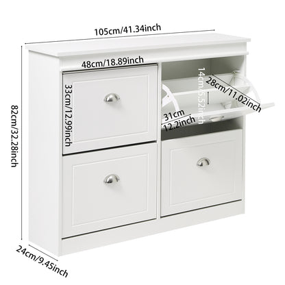 2-Tier Flip Down Shoe Bench Cabinet