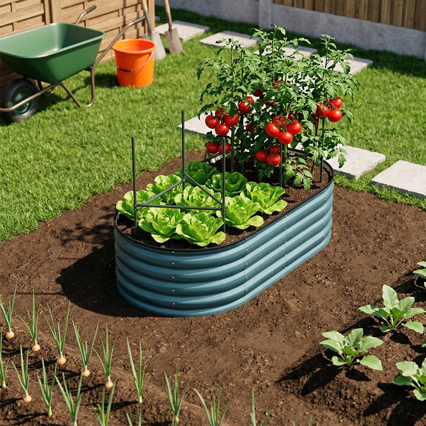Oval-Shaped Galvanised Steel Raised Garden Bed