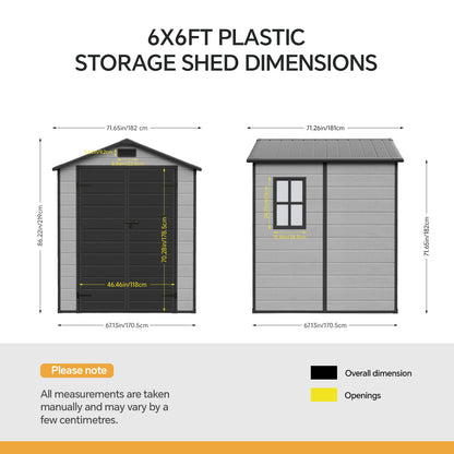 6x6 FT Outdoor Garden Plastic Storage Shed