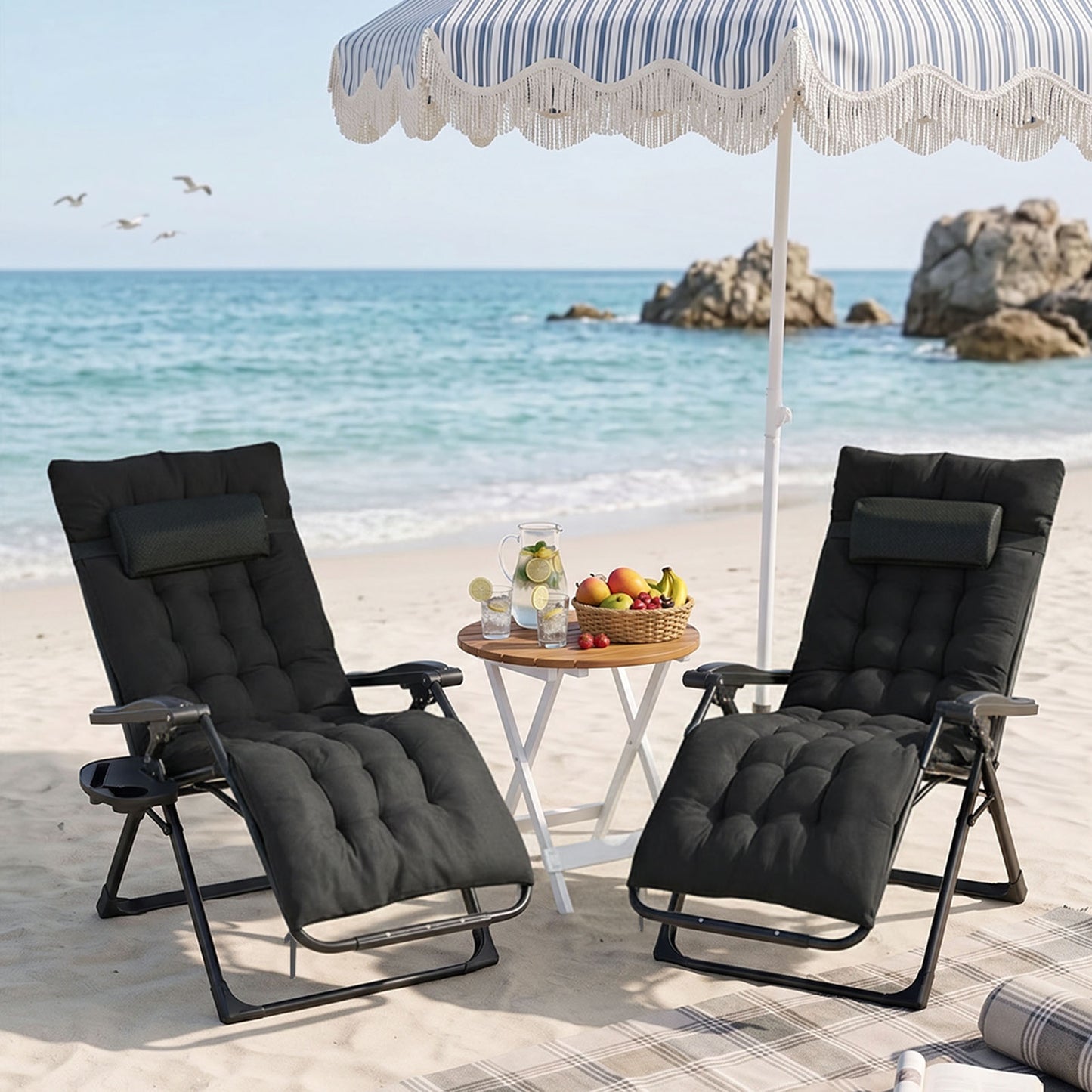 Zero Gravity Outdoor Recliner with Seat Cushion & Headrest