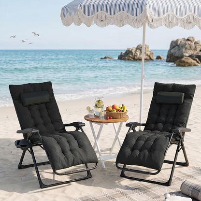 Zero Gravity Outdoor Recliner with Seat Cushion & Headrest