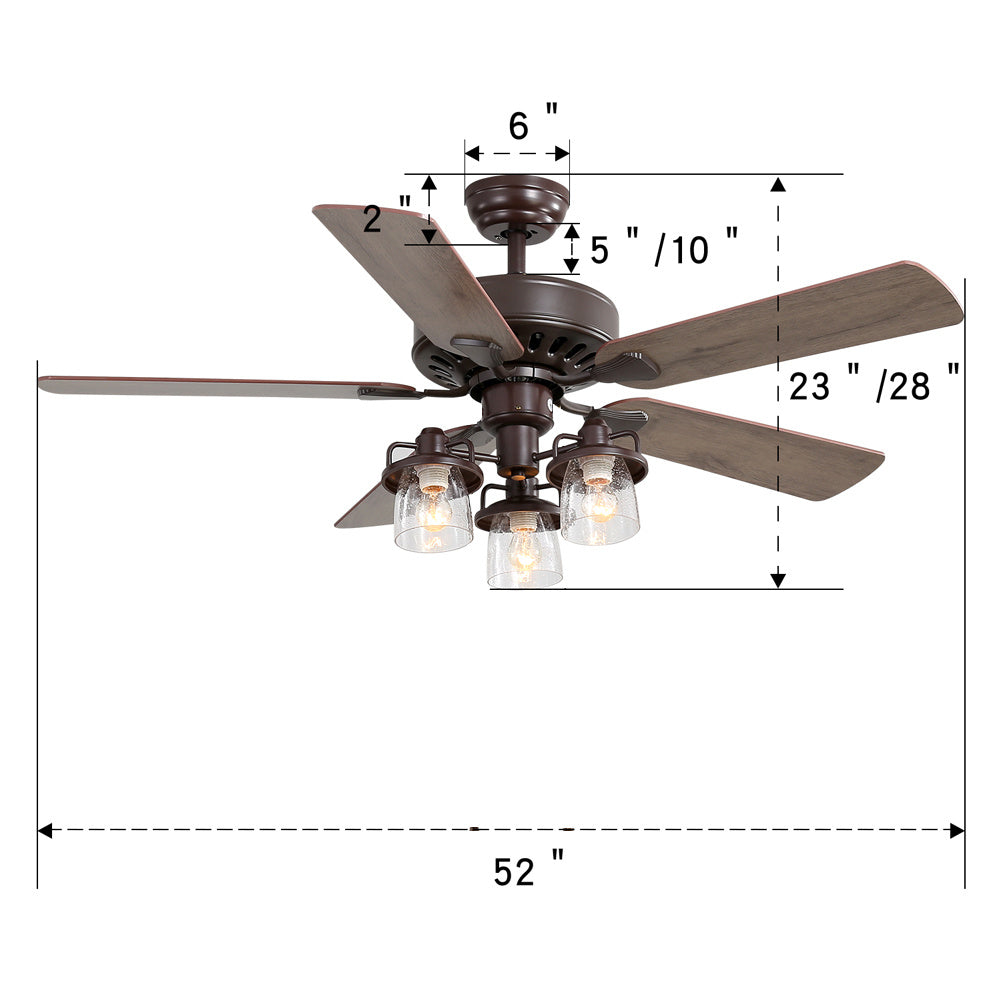 5-Blade Ceiling Fan Light with Remote