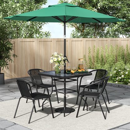 Black Garden Square Marble Patio Table With Umbrella Hole