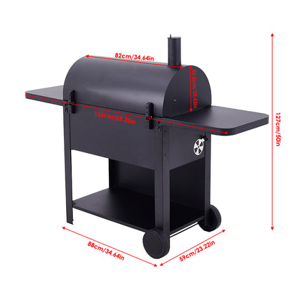 Outdoor Carbon Steel Grill with Smoke Stack