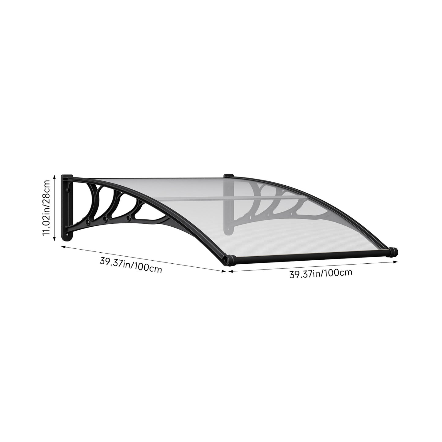 Transparent Outdoor Door Canopy Window Awning with Drainage Channel