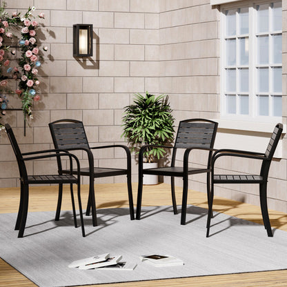 Dining Armchairs Set of 4，Wood Plastic Composite Outdoor