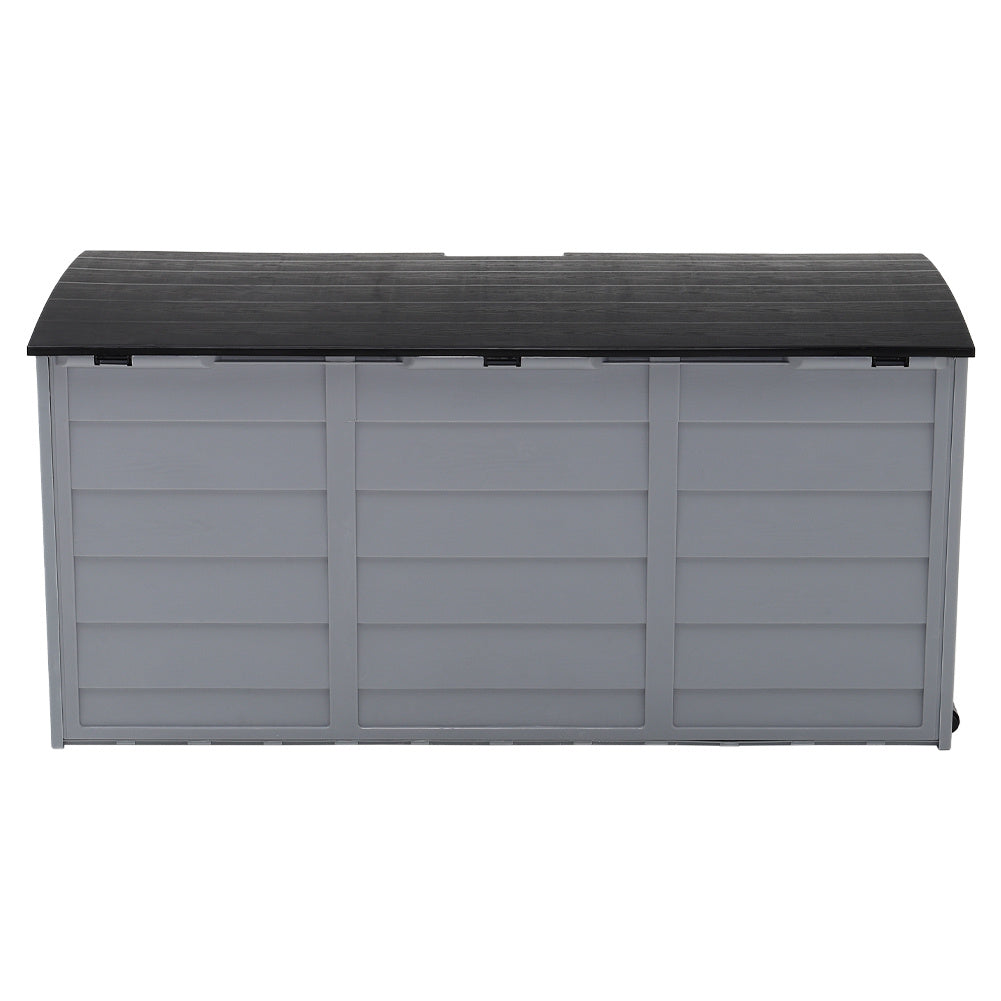 290L Plastic Lockable Grey Garden Storage Box with Black Cover