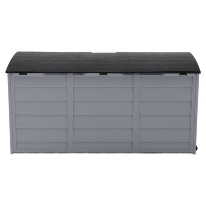 290L Plastic Lockable Grey Garden Storage Box with Black Cover