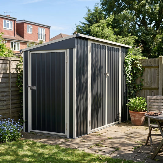 8x4 FT Metal Pent Roof Garden Tool Storage Shed