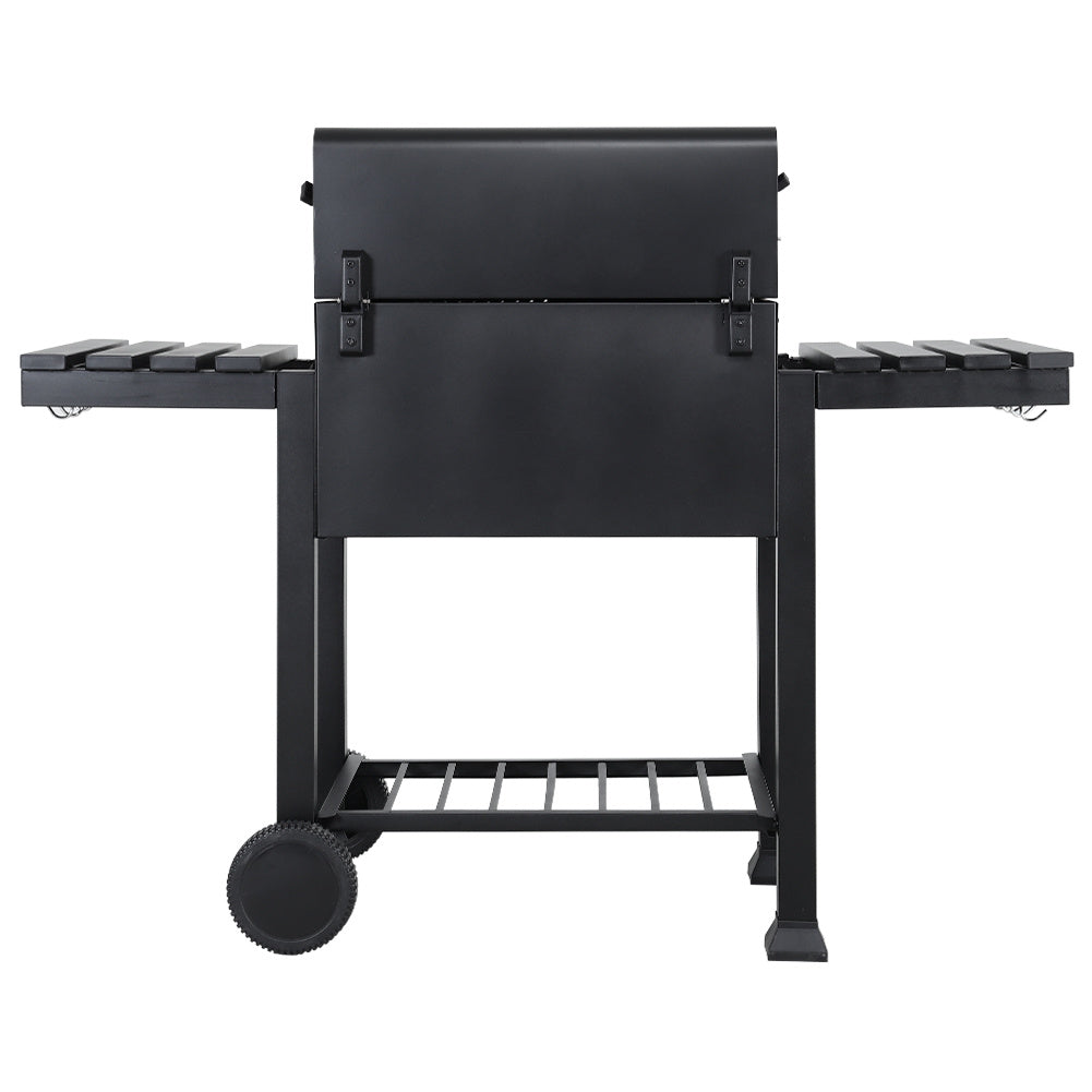 138CM Wide Charcoal BBQ Grill with Side Shelves