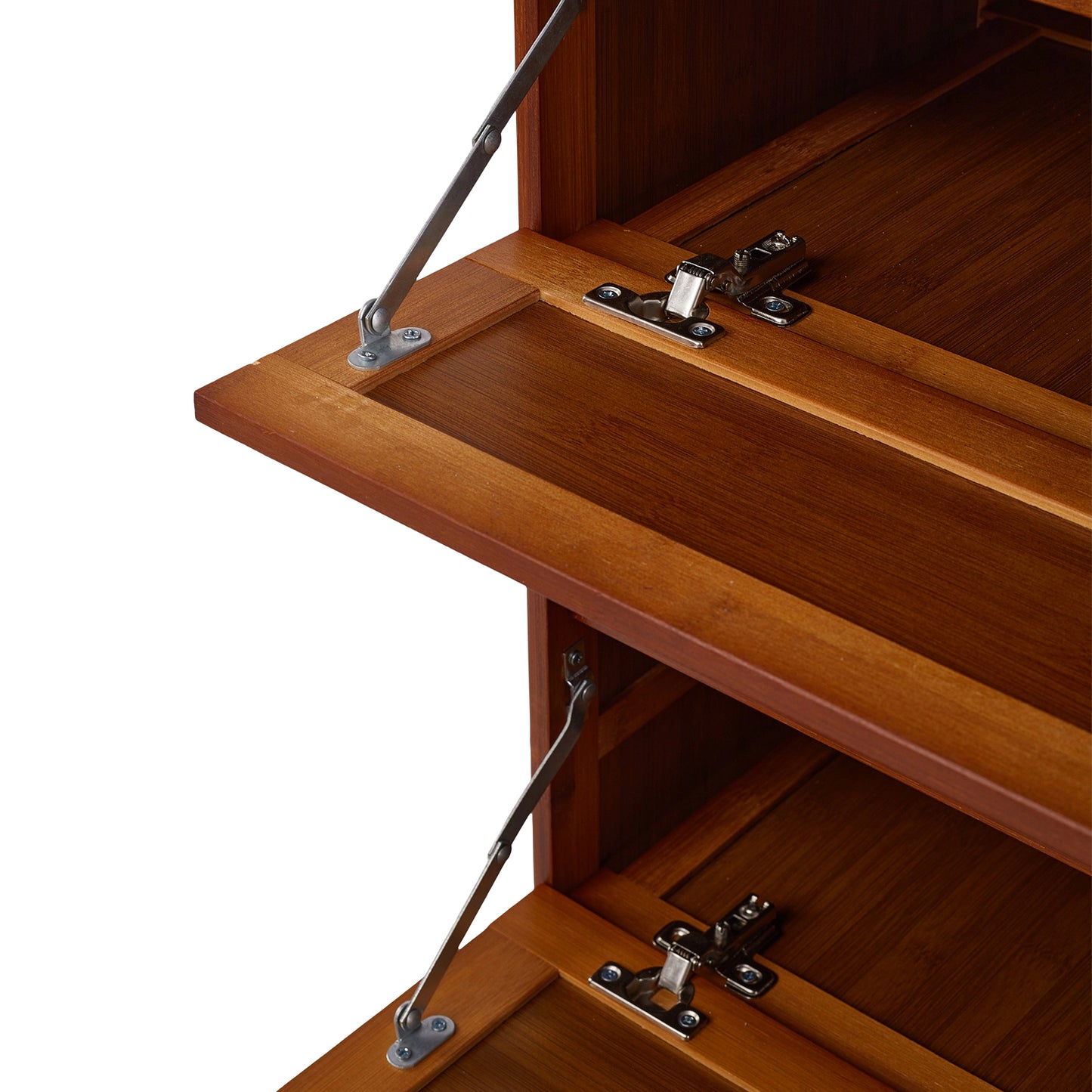 3-Tier Bamboo Shoe Storage Cabinet with Flip-Down Drawers