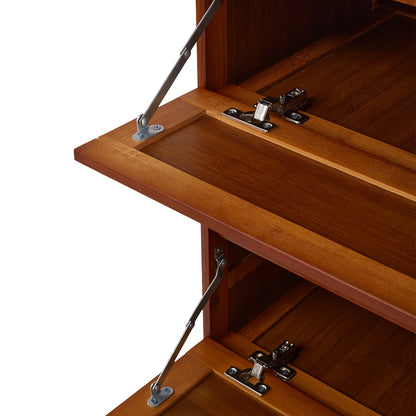 3-Tier Bamboo Shoe Storage Cabinet with Flip-Down Drawers