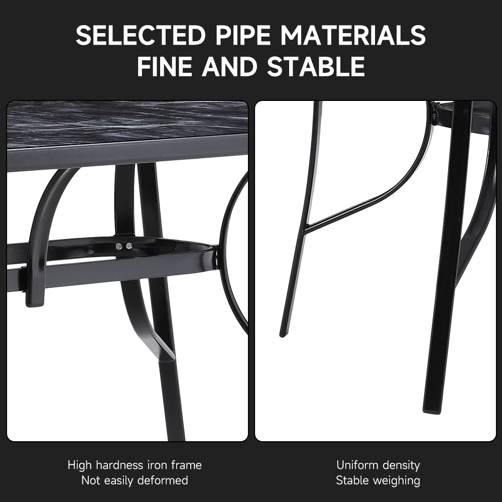 Garden Tempered Glass Wood Grain Coffee Table With Parasol Hole