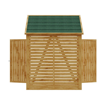 Outdoor Wood Trash Bin Storage Shed