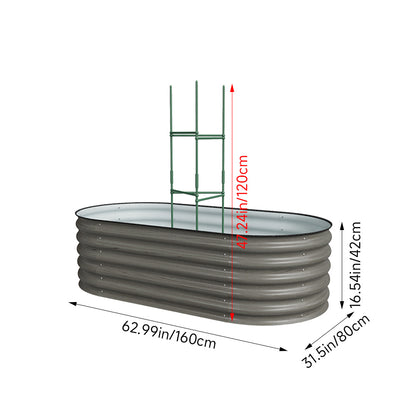 Outdoor Galvanized Steel Raised Garden Bed with Trellis