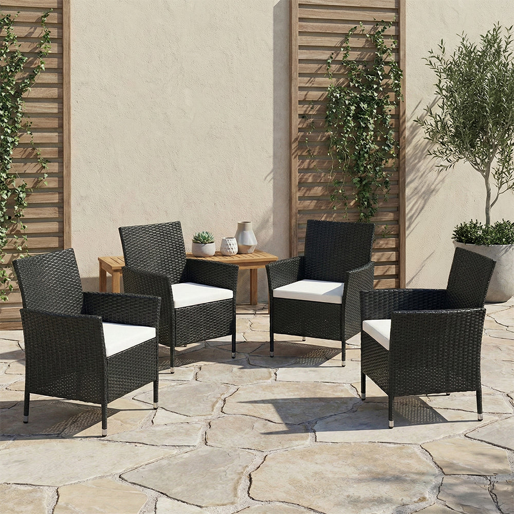 Set of 4 Rattan Chairs Garden Furniture