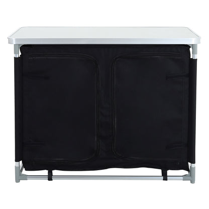 Black/Grey Portable Camping Kitchen Table Cabinet Storage