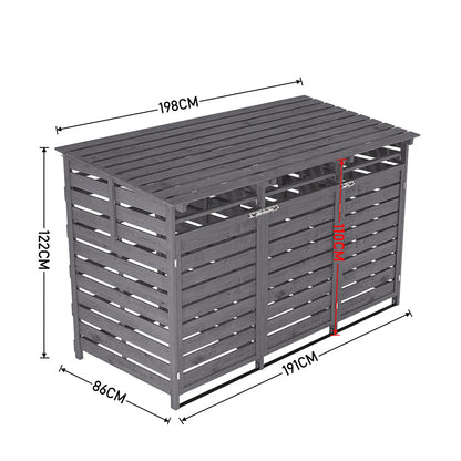 Outdoor Spruce Wood Trash Can Storage Shed
