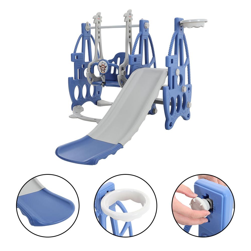 Blue/Pink 3 in 1 Kids Swing and Slide Set Toddler Climber Playset