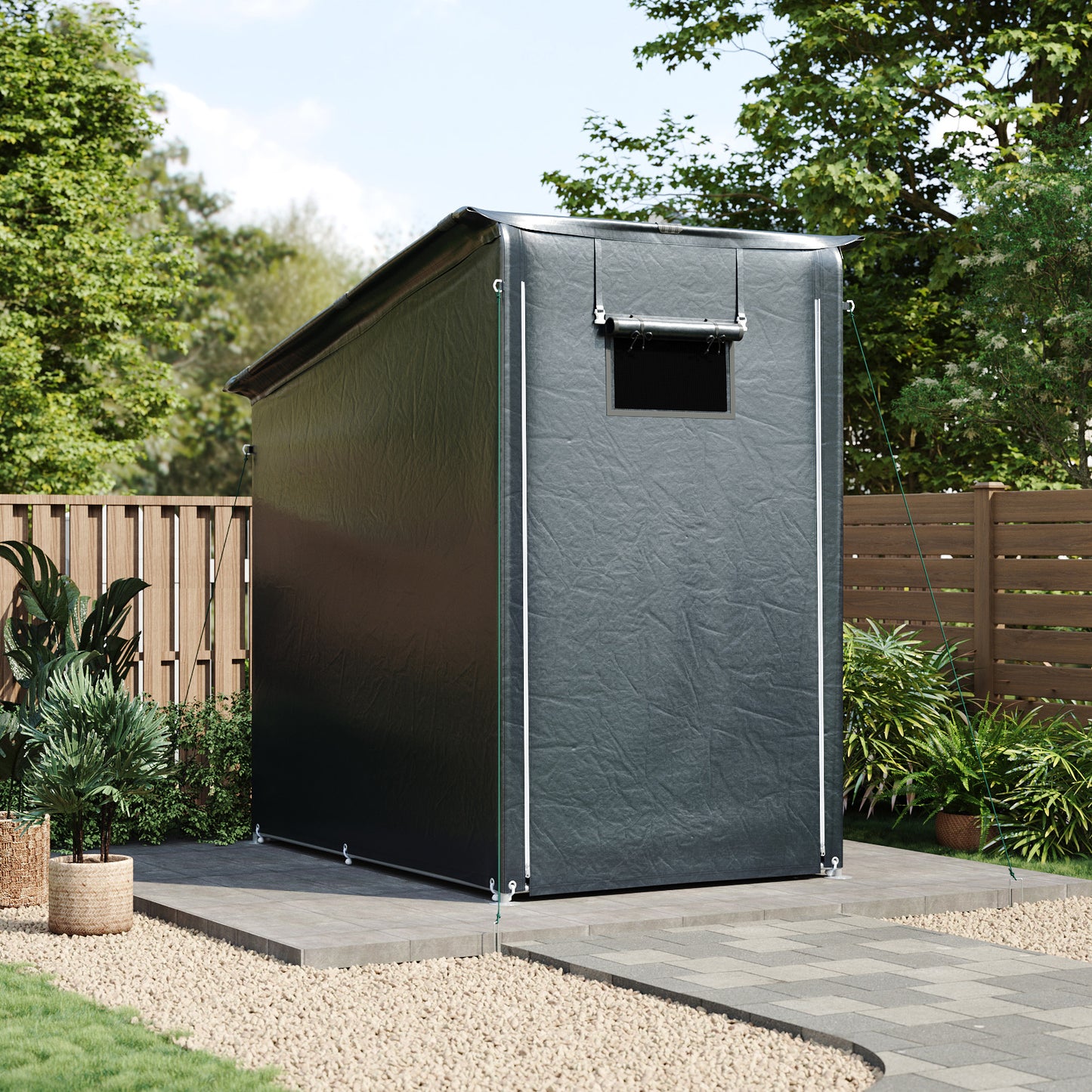 Outdoor Garden Storage Shelter with Roll-Up Zipper Door