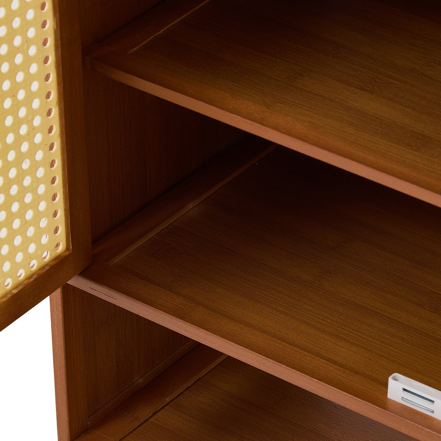 111CM H Modern Shoe Storage Cabinet with Rattan-Effect Doors