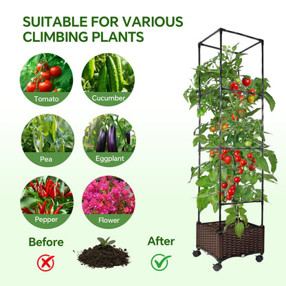 Rolling Planter Box with Trellis
