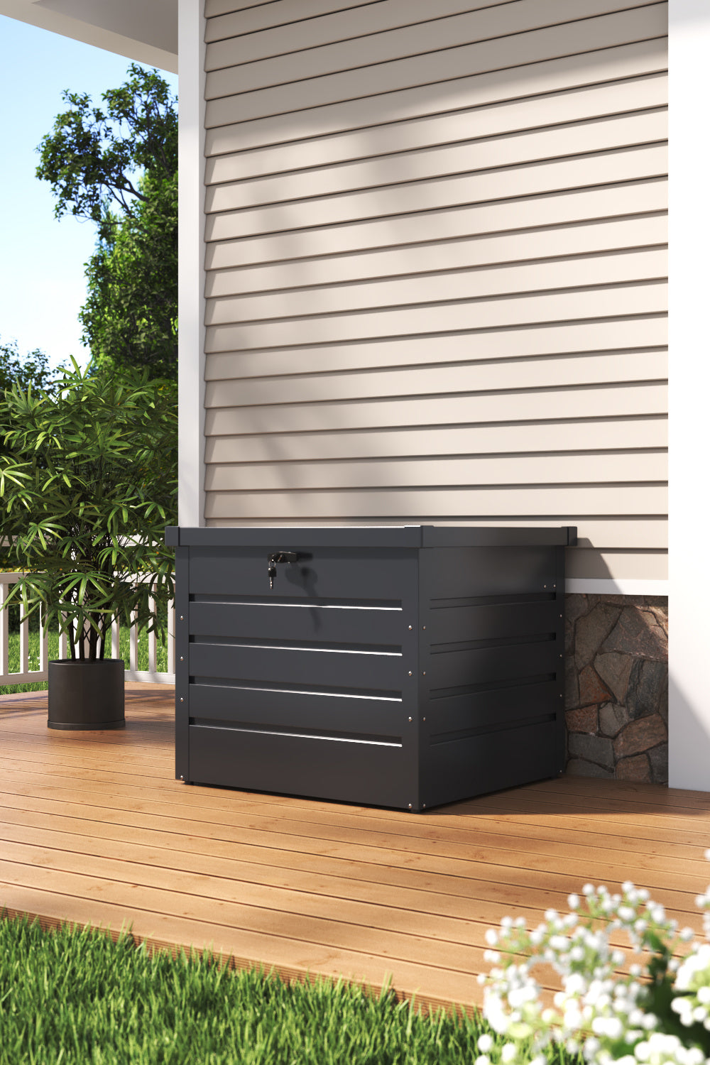 200L Metal Lockable Waterproof Garden Storage Box