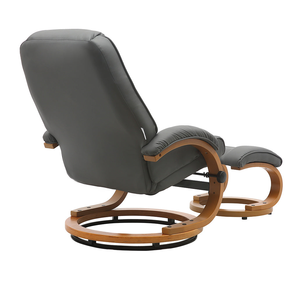 Walnut color/Black Brown/Grey/Ergonomic Executive Office Reclining Chair with Footstool