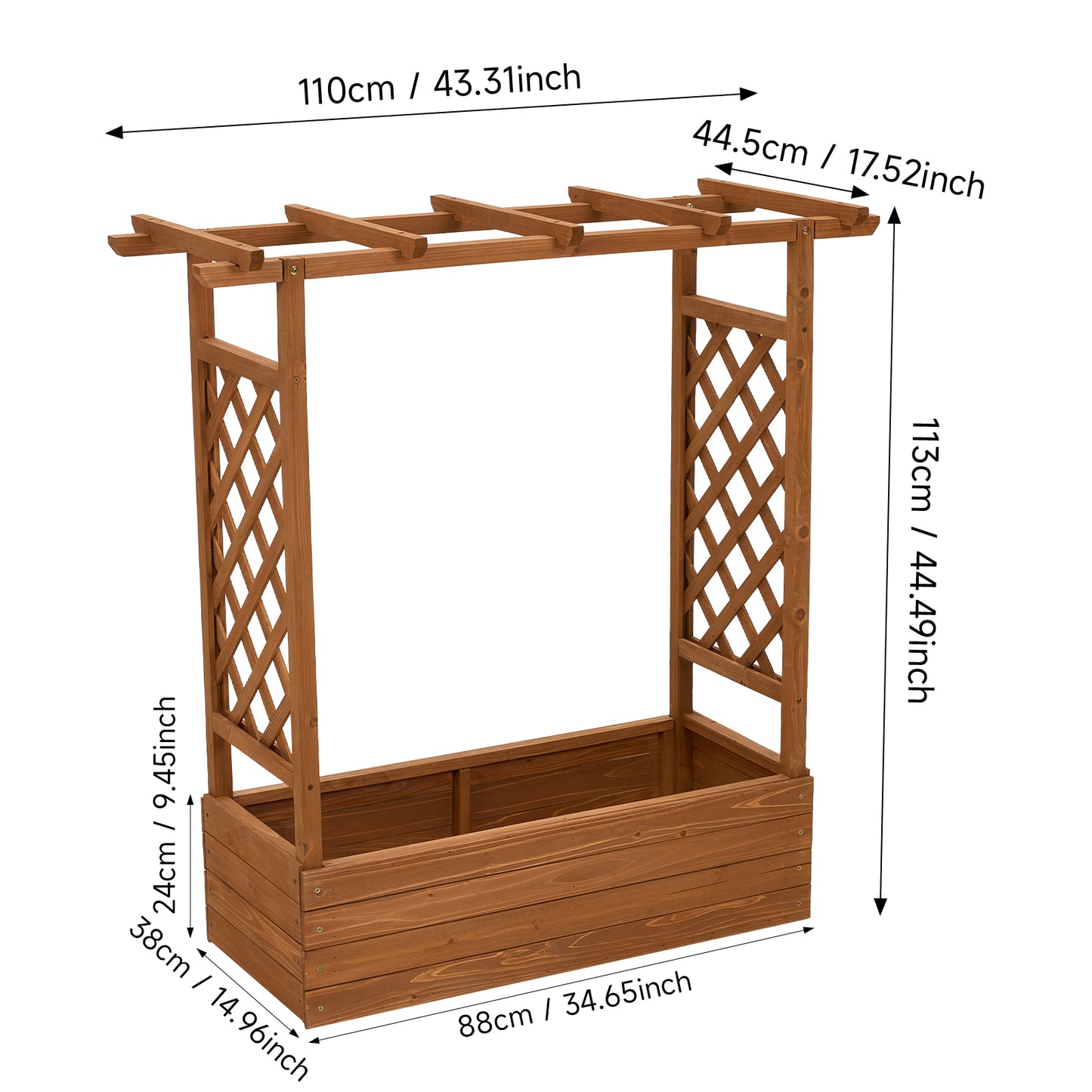 Raised Garden Bed with Side Trellis and Hanging Roof