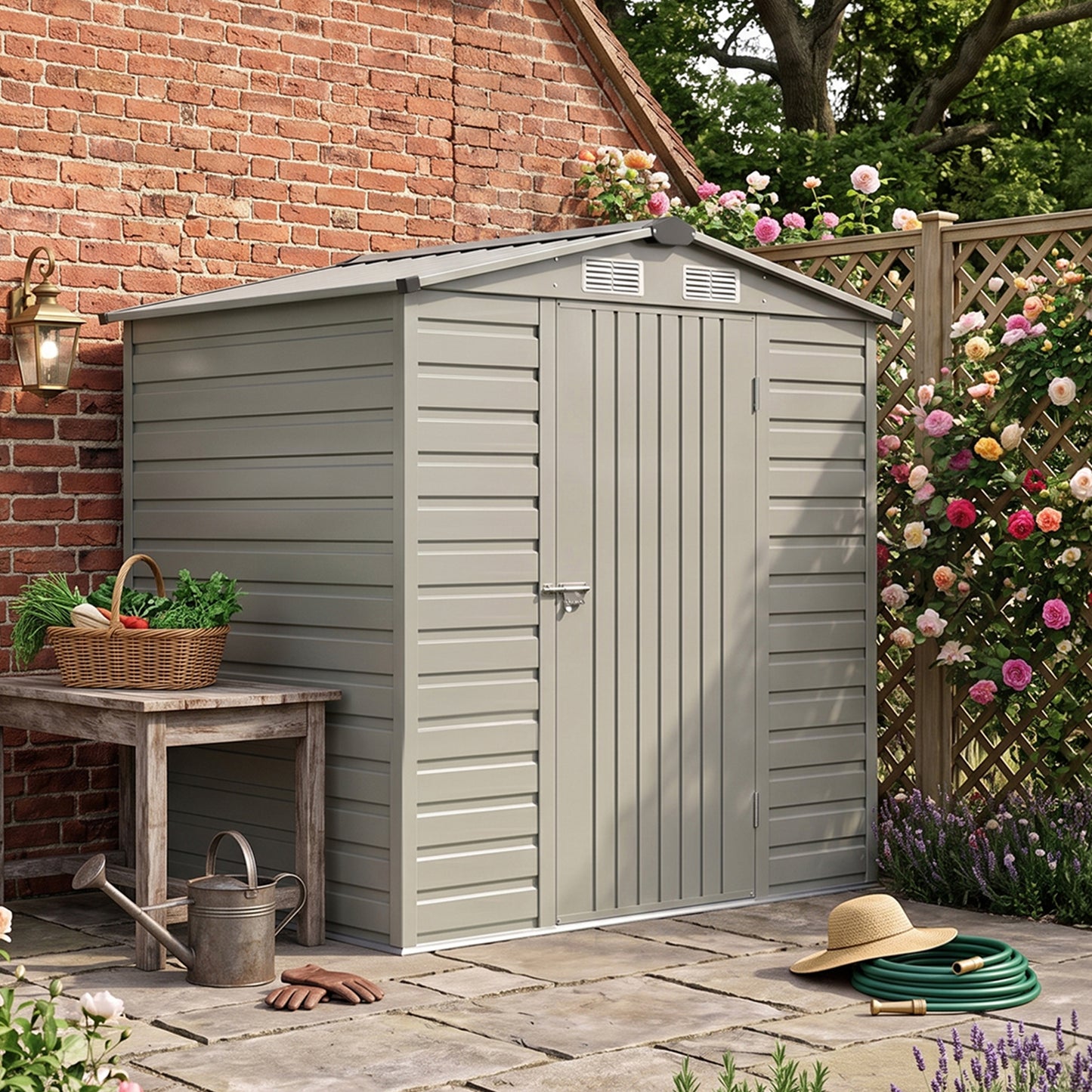 4 x 6FT Metal Apex Roof Garden Storage Shed
