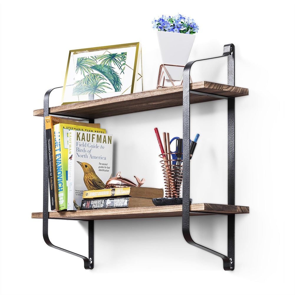 Industrial 2-Tier Home Decor Floating Wall Shelves