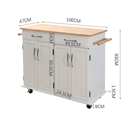 White/Black Large Catering Trolley Cart with Drawers and Cabinets