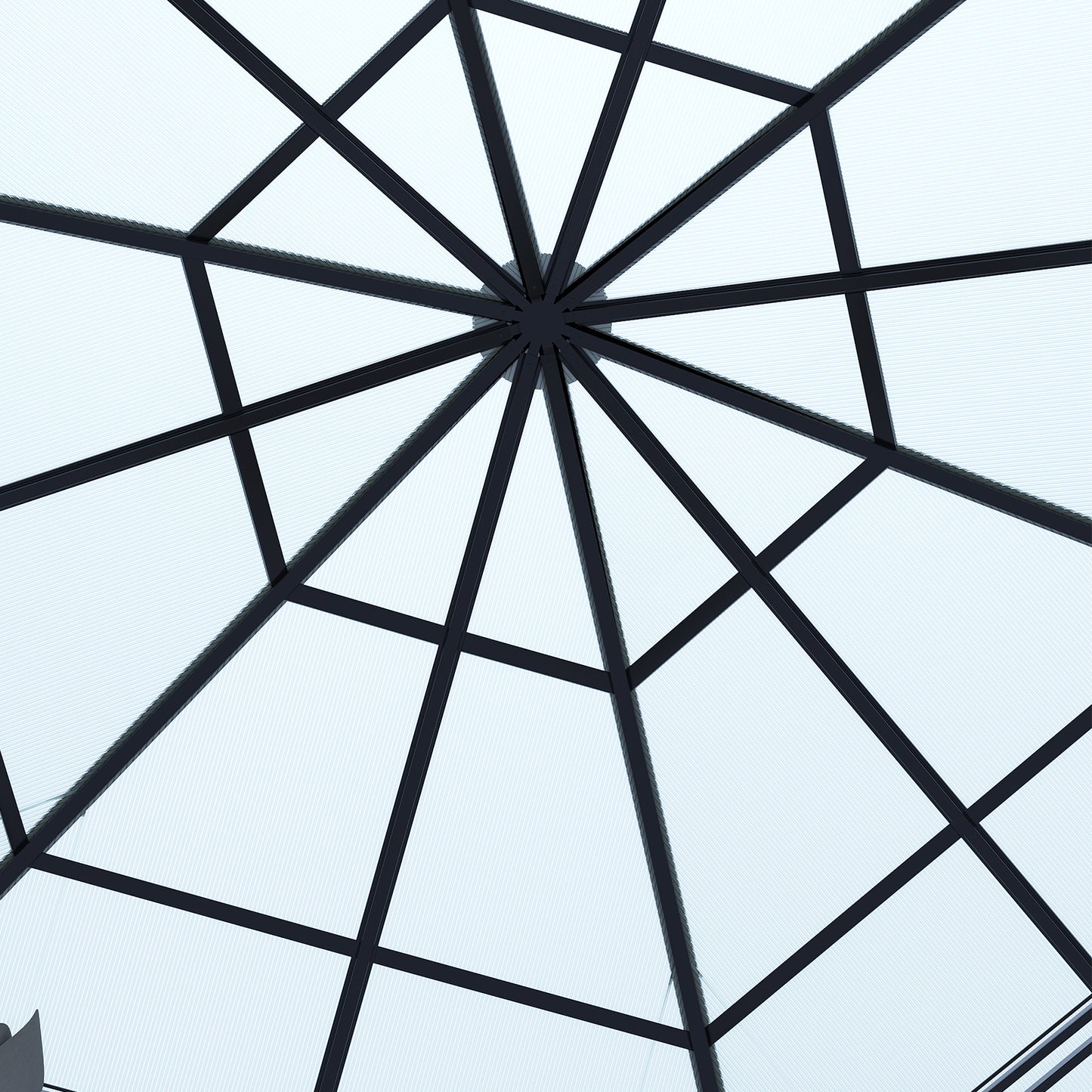 Dark Grey Aluminum & Steel Hexagonal Polycarbonate Canopy