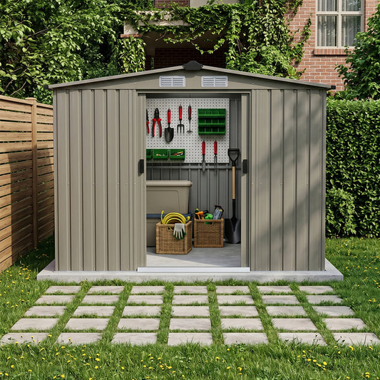 8x6 FT Large Metal Garden Tool Storage Shed