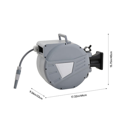 Wall Mounted Retractable Garden Hose Reel with Spray Nozzle