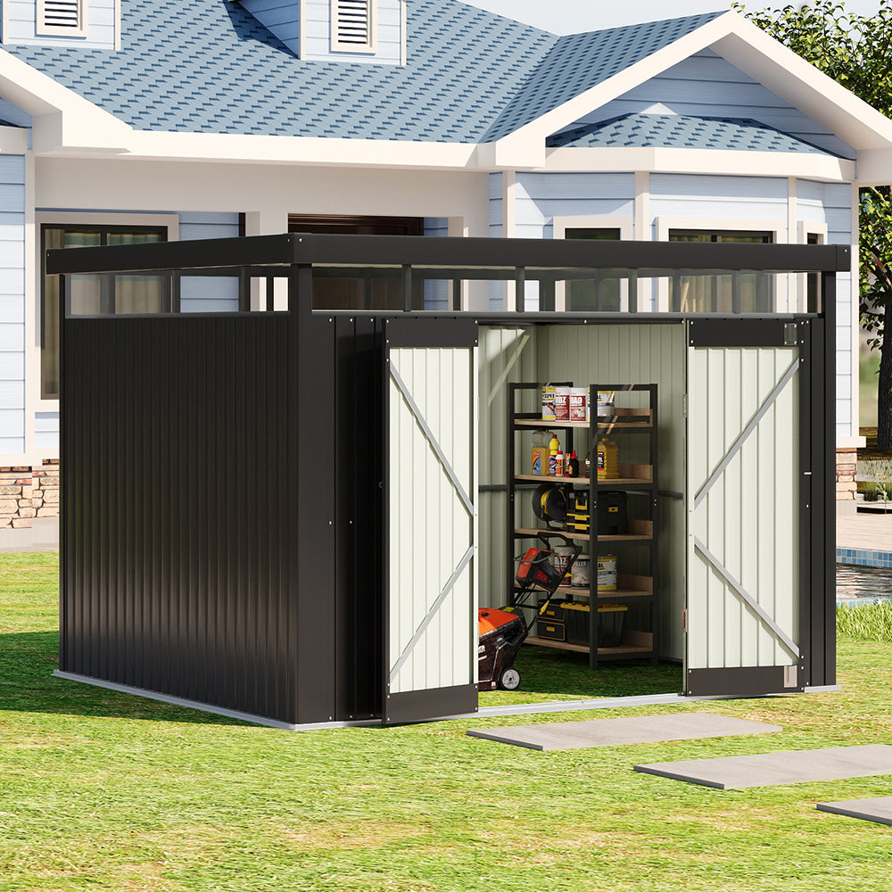 8.5 x 9.7ft Metal Garden Shed with Double Door