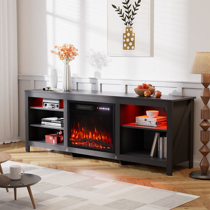 177.8cm TV Stand with 23-Inch Electric Fireplace