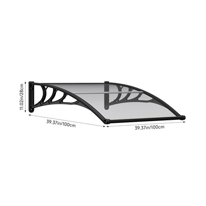 Black Outdoor Door Canopy Window Awning with Drainage Channel