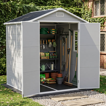 6x6 FT Outdoor Garden Plastic Storage Shed
