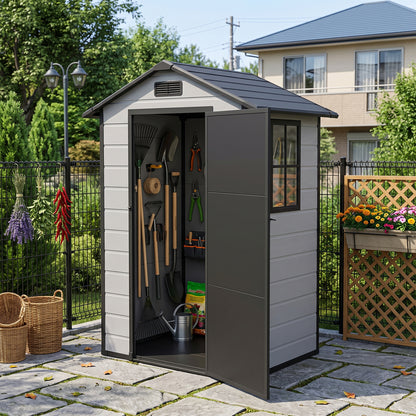 4.4 x 3.4FT Garden Plastic Storage Shed with Lockable Hinge Door