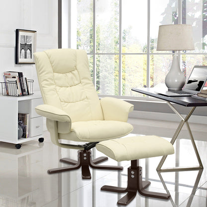 Upholstered Swivel Recliner Chair with Ottoman